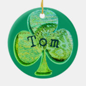 グリーンクローバーの葉のシンボルと名前または単語 セラミックオーナメント (裏面)