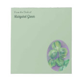 グリーンクローバーシャムロックオンパープルパステルアート ノートパッド (正面)