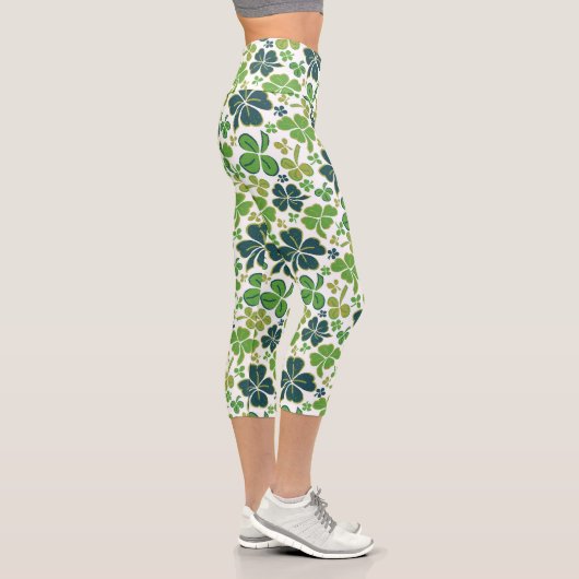 グリーンクローバーシャムロックパターンセントパトリックの日 カプリレギンス (右)
