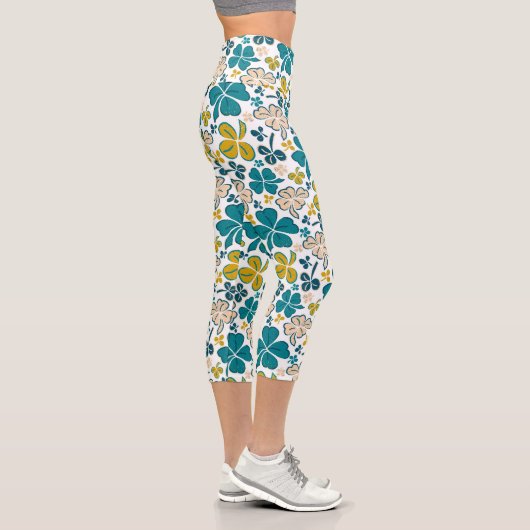 グリーンクローバーシャムロックパターンセントパトリックの日Ca カプリレギンス (右)