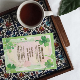 グリーンクローバーシャームロックバックグラウンドセントパトリックのD 招待状