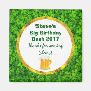 グリーンクローバーズアンドビールマグパーソナライズされた誕生日 マグネット