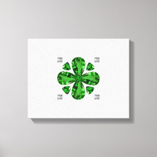 グリーンクローバーパターン キャンバスプリント (正面)