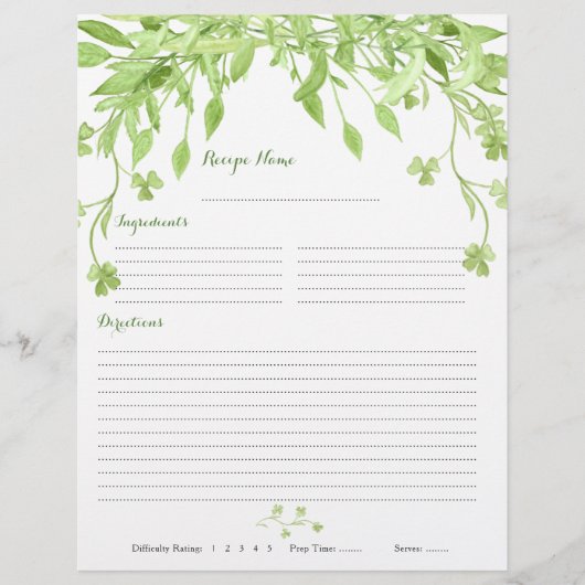 グリーンクローバーフローラバインダーレシピインサート チラシ (正面)