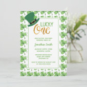 グリーンクローバーラッキーワンセントパトリック子供の誕生日 招待状 (スタンド正面)
