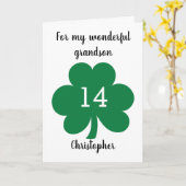 グリーンクローバーリーフセントパトリックの日14誕生日 カード (黄色い花)