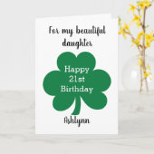 グリーンクローバーリーフ聖パトリックの日21歳の誕生日 カード (黄色い花)