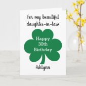 グリーンクローバーリーフ聖パトリックの日30th誕生日 カード (黄色い花)