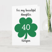 グリーンクローバーリーフ聖パトリックの日40歳の誕生日 カード (正面)