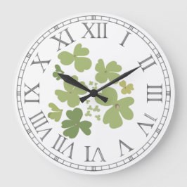 グリーンクローバーリーフ花びら ラージ壁時計