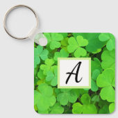 グリーンクローバー写真繁栄バイブル聖句イニシャル キーホルダー (正面)