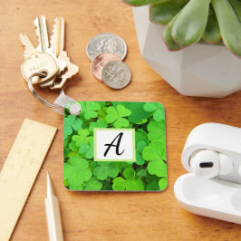 グリーンクローバー写真繁栄バイブル聖句イニシャル キーホルダー