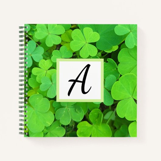 グリーンクローバー写真繁栄バイブル聖句イニシャル ノートブック (正面)