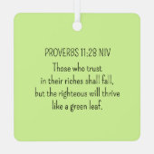 グリーンクローバー写真繁栄バイブル聖句イニシャル メタルオーナメント (裏面)