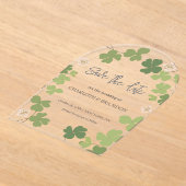 グリーンクローバー春結婚ワイルドフラワー アクリル招待状 (レイダウン)
