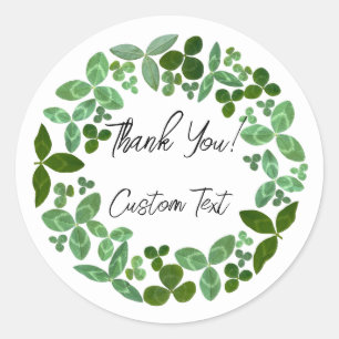 グリーンクローバー – カスタマイズ可能な緑のラッキーチャーム ラウンドシール