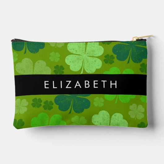 グリーンクローバー、ラッキークローバー、あなたの名前 アクセサリーポーチ (裏面)