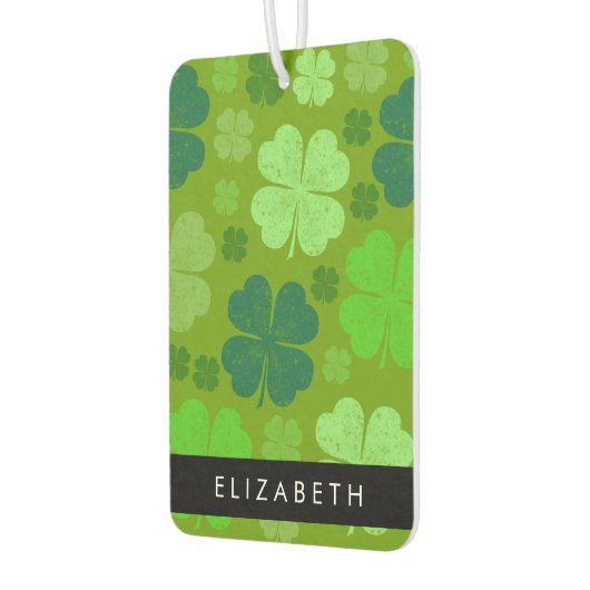 グリーンクローバー、ラッキークローバー、あなたの名前 カーエアーフレッシュナー (左)