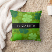グリーンクローバー、ラッキークローバー、あなたの名前 クッション (ブランケット)