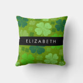 グリーンクローバー、ラッキークローバー、あなたの名前 クッション (裏面)