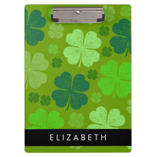 グリーンクローバー、ラッキークローバー、あなたの名前 クリップボード (正面)