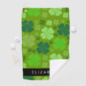 グリーンクローバー、ラッキークローバー、あなたの名前 ゴルフタオル (インサイチュ)