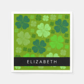 グリーンクローバー、ラッキークローバー、あなたの名前 スタンダードカクテルナプキン (正面)