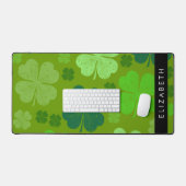 グリーンクローバー、ラッキークローバー、あなたの名前 デスクマット (キーボード&マウス)