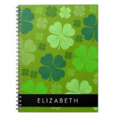 グリーンクローバー、ラッキークローバー、あなたの名前 ノートブック (正面)