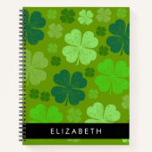 グリーンクローバー、ラッキークローバー、あなたの名前 ノートブック (正面)
