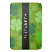 グリーンクローバー、ラッキークローバー、あなたの名前 バスマット (正面縦)