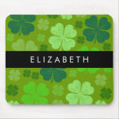 グリーンクローバー、ラッキークローバー、あなたの名前 マウスパッド (正面)