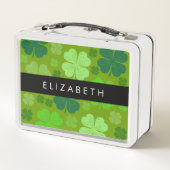 グリーンクローバー、ラッキークローバー、あなたの名前 メタルランチボックス (裏面)