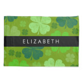 グリーンクローバー、ラッキークローバー、あなたの名前 枕カバー (裏面)