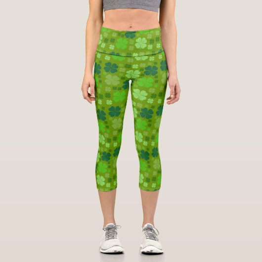 グリーンクローバー、ラッキークローバー、サンパトリックの日 カプリレギンス (正面)