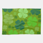 グリーンクローバー、ラッキークローバー、サンパトリックの日 キッチンタオル (横)