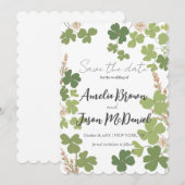 グリーンクローバー 春の野生の花 ウェディング  保存して セーブザデート (正面/裏面)