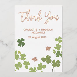 グリーンクローバ離れーズ。結婚ありがとう金ゴールド 箔招待状