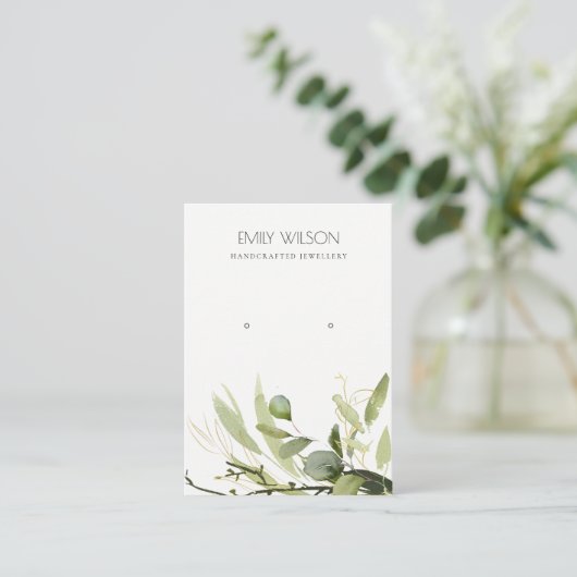 グリーンクール金ゴールド葉立木イヤリングディスプレイ 名刺 (スタンド正面)