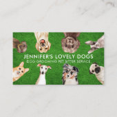 グリーングラスかわいい小さなサイズの犬ペットシッター 名刺 (正面)