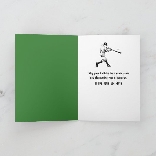 グリーングラスで40歳の誕生日を迎える野球 カード (内部)