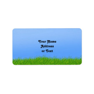 グリーングラスとブルースカイの背景 ラベル