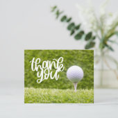 グリーングラスにゴルフボールを乗せたゴルフサンキューカード (スタンド正面)