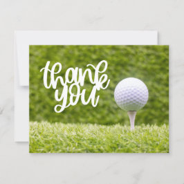 グリーングラスにゴルフボールを乗せたゴルフサンキューカード