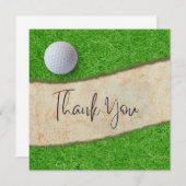 グリーングラスにゴルフボールを乗せたゴルフサンキューカード サンキューカード (正面/裏面)