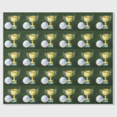 グリーングラスにゴールデンカップを付けたゴルフボール ラッピングペーパー (フラット)
