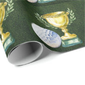 グリーングラスにゴールデンカップを付けたゴルフボール ラッピングペーパー (ロールコーナー)