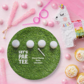 グリーングラスにティーを付けたゴルフボールレッツパーティー ペーパープレート (パーティー)