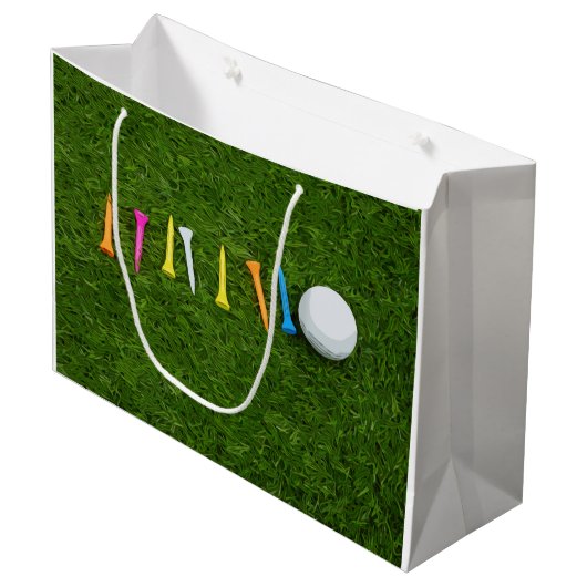 グリーングラスゴルフのティー付きゴルフボール ラージペーパーバッグ (正面アングル)