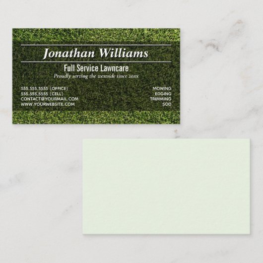 グリーングラスシンプルローンケアまたは造園 名刺 (正面/裏面)